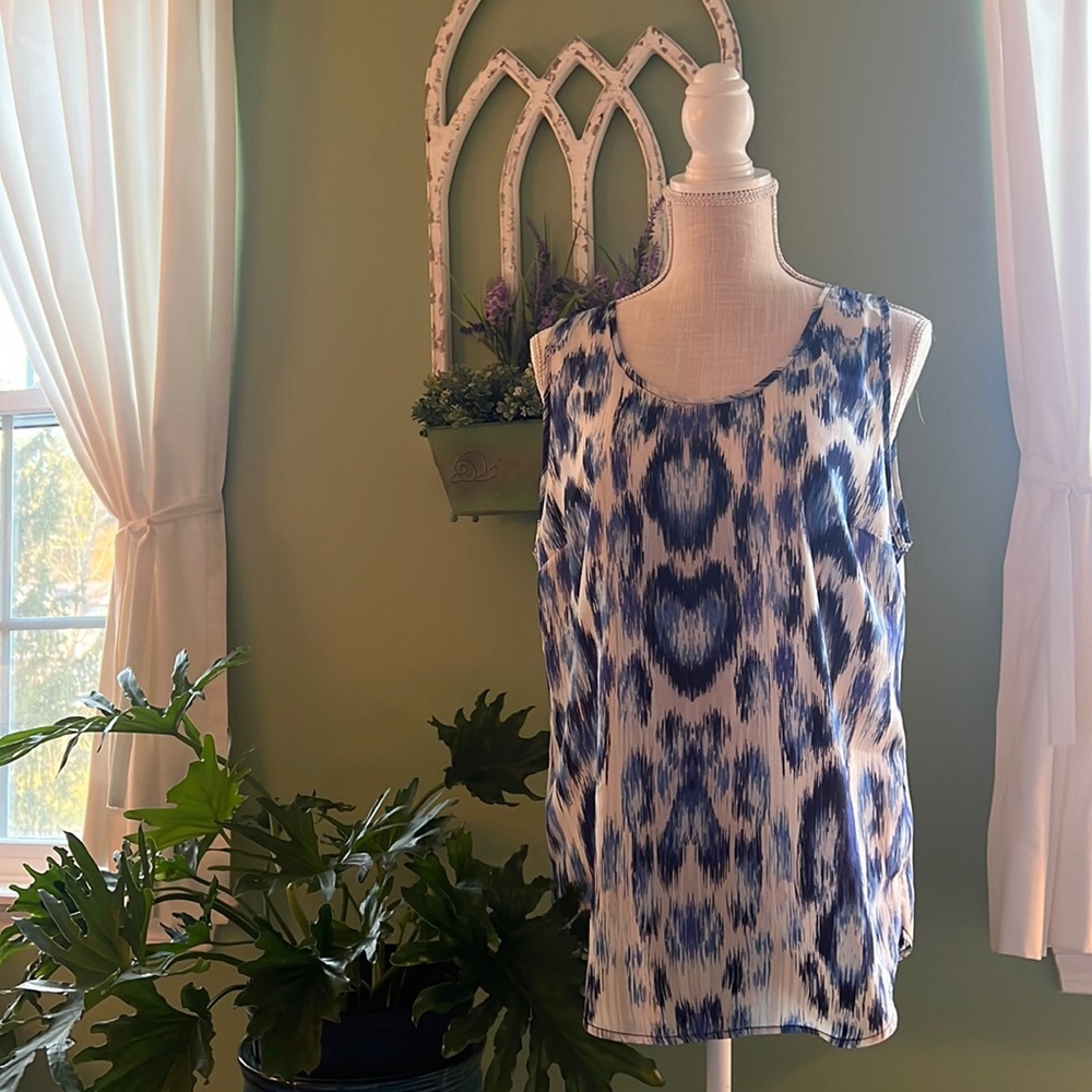 Blue and White Silky Tank